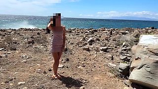 Triple sex with blonde and brunette on nudist beach