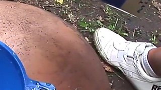 Sexy slut trains in the woods when a eager cock stops her and shoves his cock in her ass