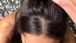 Cute and Submissive Girlfriend Giving a Deep and Sloppy Blowjob to a Big Dick