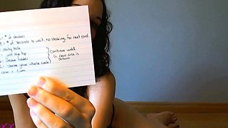 Natural babe brunette with sexy black lingerie masturbates