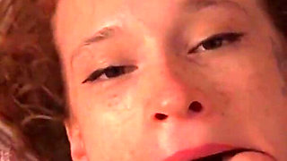 Teen Slave Licks Feet and Swallows Cum