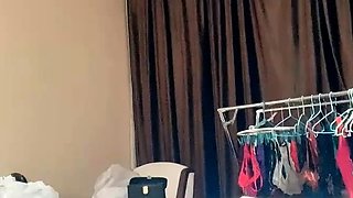 Amateur Jasmin stripping panties and masturbating