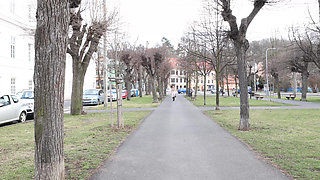 Public High Heels Walking, Worn Pantyhose and Foot Play