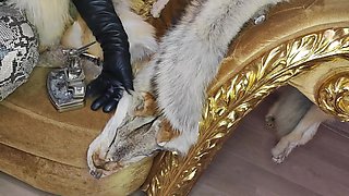 Smoke, Suck, Cumshot on Fur Coat