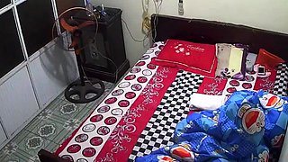 Cute amateur asian web cam girl playing with her toy