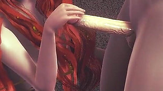 Red Head Ariella Oral Sex Blowjob and Cumshot - Sexy Anime Girl Sucks Cock in Honey Select 2 3D Animation Hentai