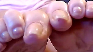 Long Natural Toenails Oiled Feet