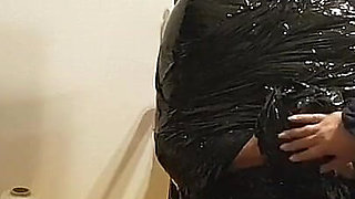 Foil Bondage Slave Part 2 - Cling Film Mummified and Edged to Madness