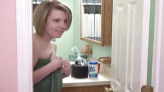 Shower time with small boobs girl