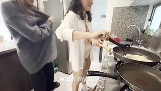 Hot Lesbian Kitchen Sex - Latina Stepsister Eats Pussy While Hubby Sleeps