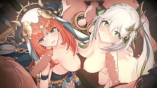 Hentai threesome featuring Nilou from Genshin Impact