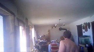 Topless BBW wife wanders about on her way to fuck husband