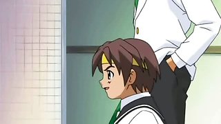 Hot hentai brunette gets handcuffed