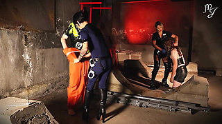 Pt1 Slave Training in a Basement & Double Domination: Sissy Fucked, Slave Whipped - Mistress Julia & Diane K