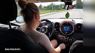 Hot Cheating Wife Pickup a Stranger and Blow Him in Car on a Street