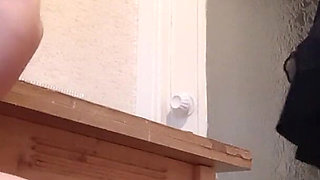 Risky Cunnilingus in the Kitchen Next to Our Stepmother