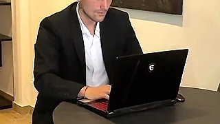 Office Threesome - Two Secretaries Fuck Their Boss