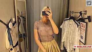 Sexy Try On Haul Transparent Clothes, Completely See-Through. At The Mall. Public fetish