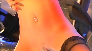 Diamond Foxxx's natural tits bounce as she gets her ass drilled and swallows every drop