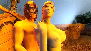 Skyrim B and L mod - Going out and fucking a hot goth Vampire and having an orgy
