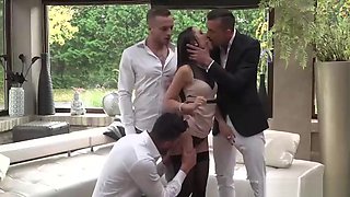 Petite bride Lilu Moon savagely ass fucked in gang bang