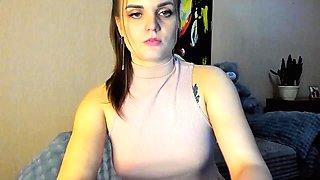 Cute curly brunette solo webcam masturbation