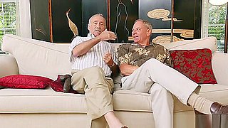 Old guy fucks fat girl and old virgin and old grandpa and young gangbang