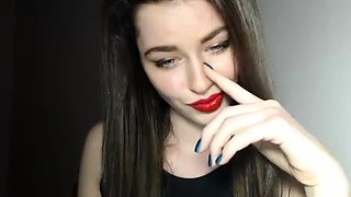 Cute curly brunette solo webcam masturbation