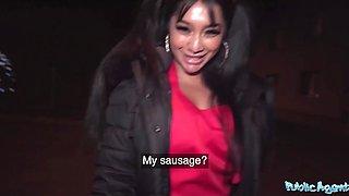 Busty Tattooed Asian Seduced in Public for Sloppy Blowjob Cumshot