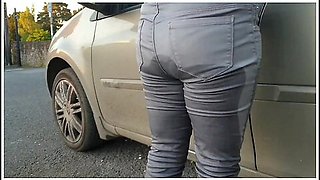 Girl Pissing Her Grey Jeans 5 Times! Jeans Wetting Compilation!