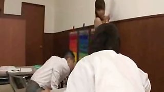 Japanese teacher reluctantly teaches class in the nude