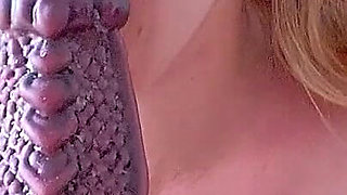 Use Dragon Dildo in Pussy, After in Ass, After Again in Pussy and Cum with Squirt, Wearing in Maid Dress