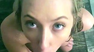 Sexy blonde teen blowjob and gangbanged then creampied