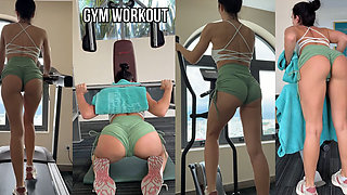 Big Ass Workout in Tight Shorts with Hot Close-ups