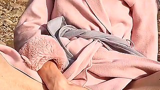 Outdoor Naked Spreading and Gaping Pussy