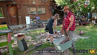 Daddy4k. surprise porno with daddy's thick dong while the boyfriend is fixing the floor