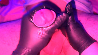 Full Cock Jerk off with Latex Gloves