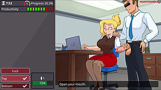 Barely Working - Busty Blonde Fucked by Everyone in the Office - 3D Porn Game