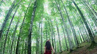 I walk through the woods in my sexy bunny dress