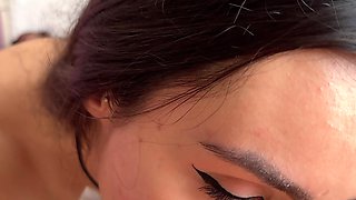 POV Today the Bunny Sucked Everything, Gave Him a Hot Blowjob, Left the Dick Very Wet, Rimming and Filled Her Mouth with Milk