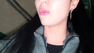 Smoking Girlfriend Sucks me off on Public Stairs - Black