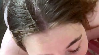 Amateur teen blowjob and cumshot from a guy