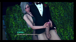 Rich blonde girl giving me blowjob behind bush