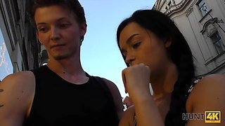 HUNT4K. Pretty darkhaired babe shagged by stranger to earn...