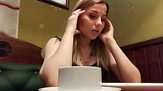Hot Blonde Letty Black Gets Remote Vibrator Orgasm in Public Restaurant - Russian Amateur Fun