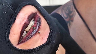 POV Katy Kat Blowjob with Black Lipstick and Nylon