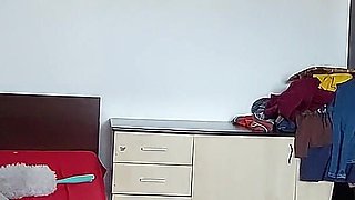 Amateur MILF Cleans in the Empty House. Brunette Hairy Pussy, Big Tits.