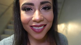 Big tits homemade video with a long hair beauty.