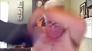 Grandpa cum on webcam