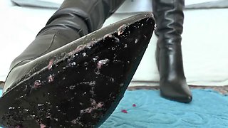 Smoking Mistress and Licking Dessert From Boot Soles, POV Clip, Lady Victoria Valente